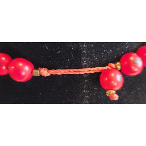 ACAI Seed Necklace Red Beads Handmade In Ecuador 17.5" - Picture 4 of 4